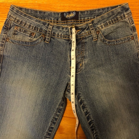 Angels Low Waist Wide Legged Y2K Embroidered Pocket Jeans - Picture 11 of 14